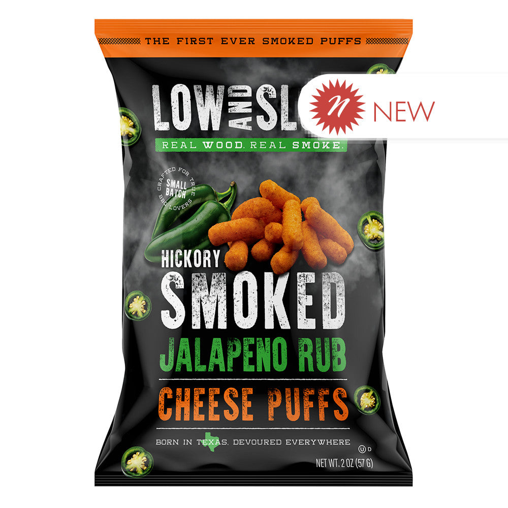 Wholesale Low And Slow Hickory Jalapeno Rub Cheese Puffs 2 Oz Bag- Bulk
