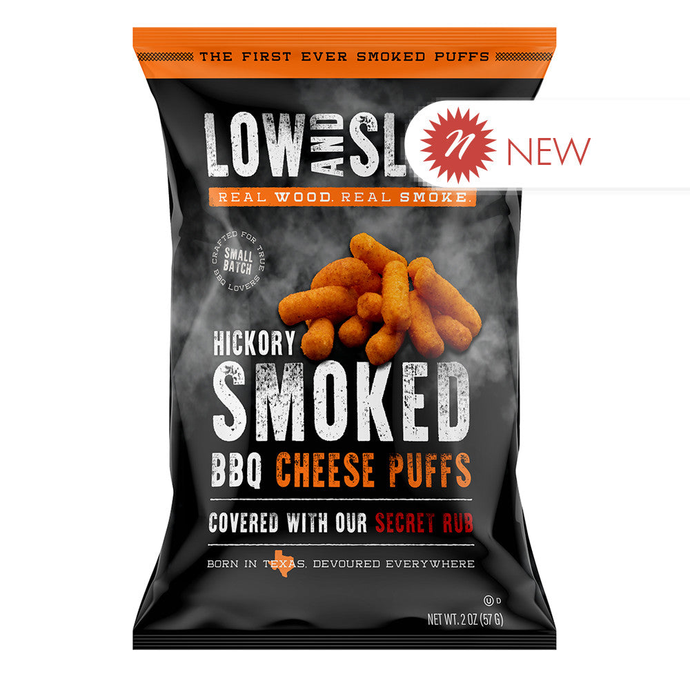 Wholesale Low & Slow - Hickory Smoked Cheese Puffs - 2.Oz-12ct Case Bulk