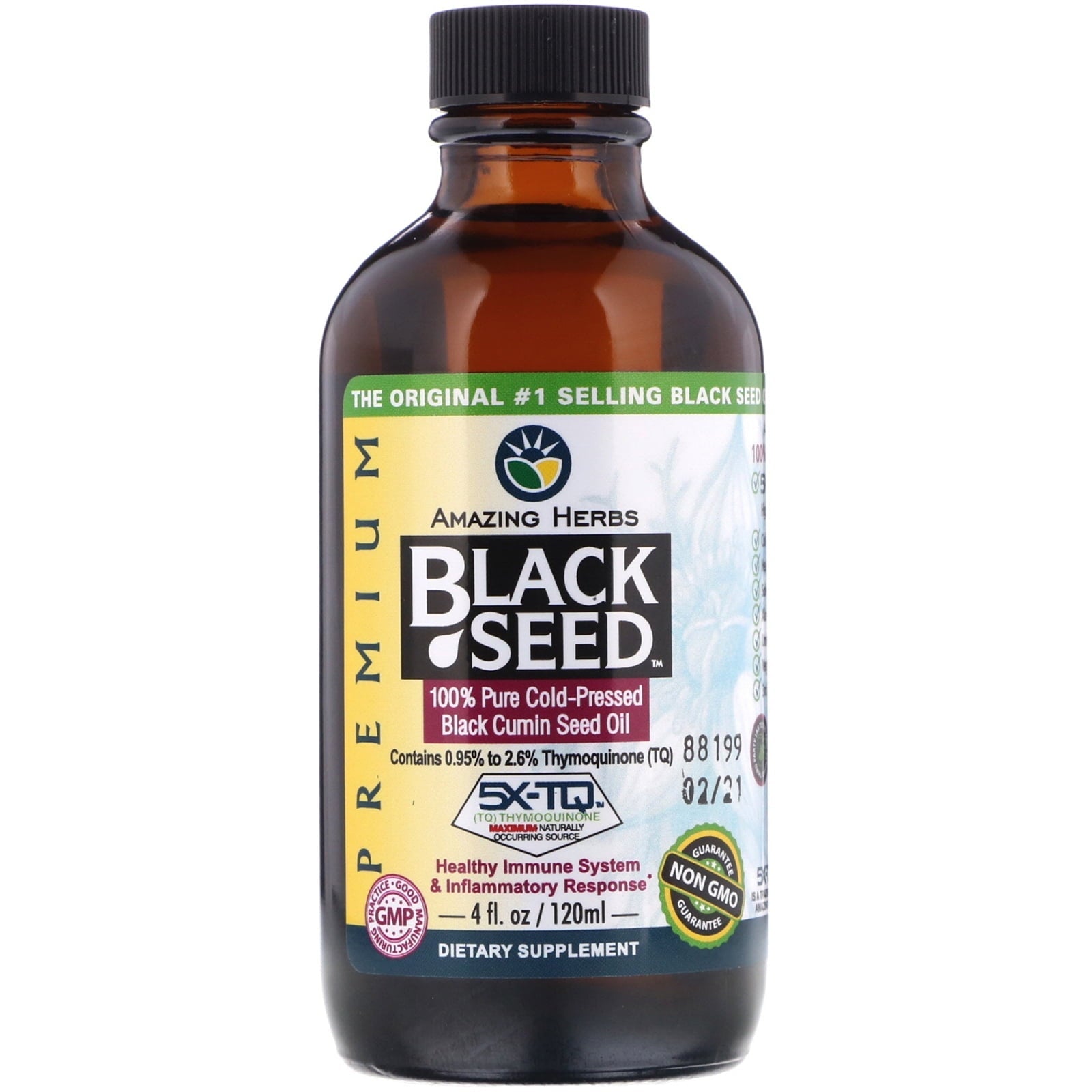Amazing Herbs Black Seed Cold-Pressed Oil 4 oz Bottle