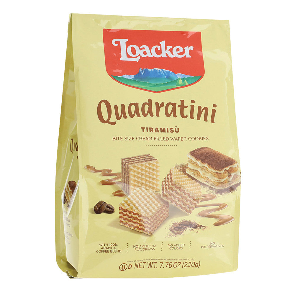 Wholesale Loacker Tiramisu Quadratini Bag 7.76 Oz Pouch-6ct Case Bulk