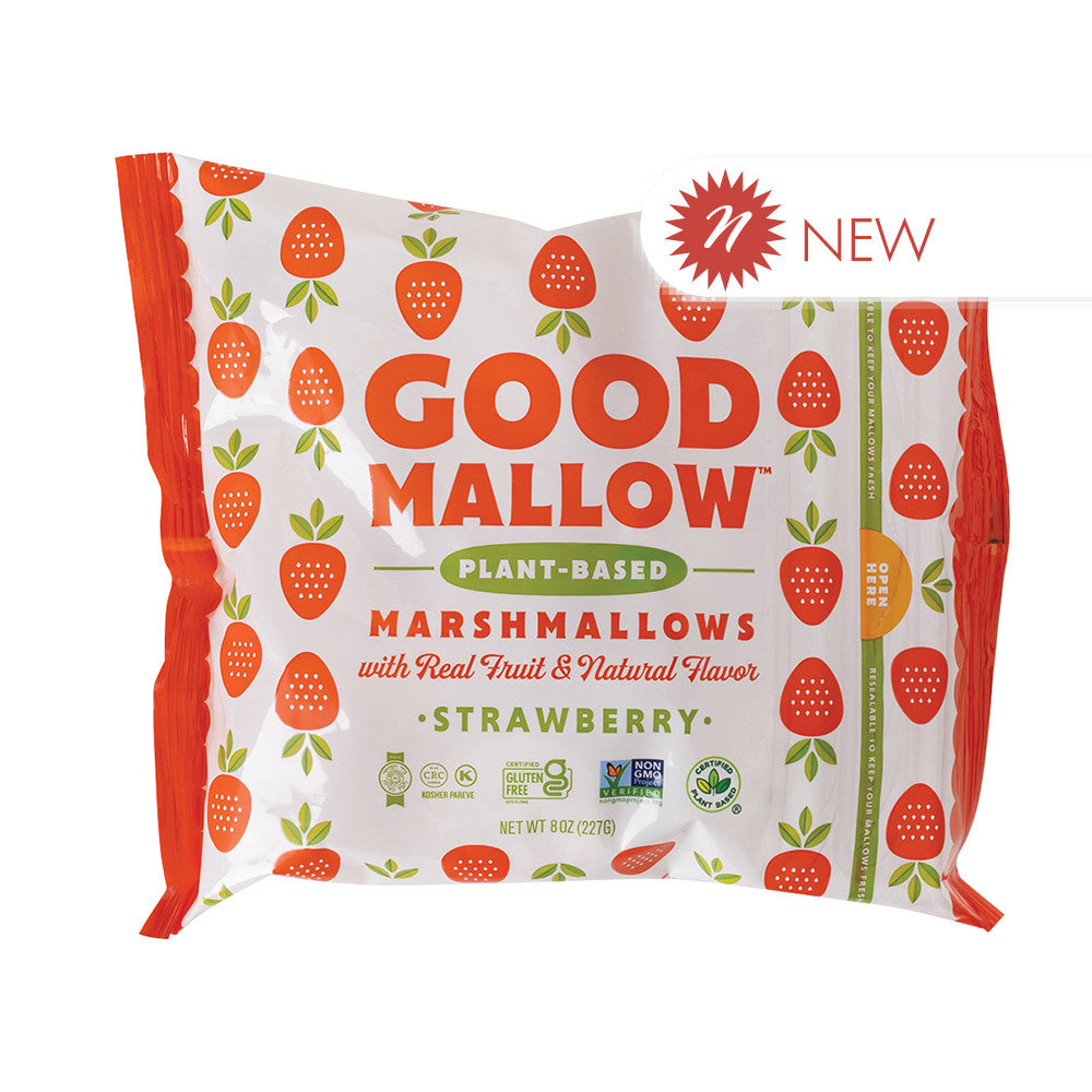 Wholesale Good Mallow Strawberry Plant-Based Marshmallows 8 Oz Bag- Bulk