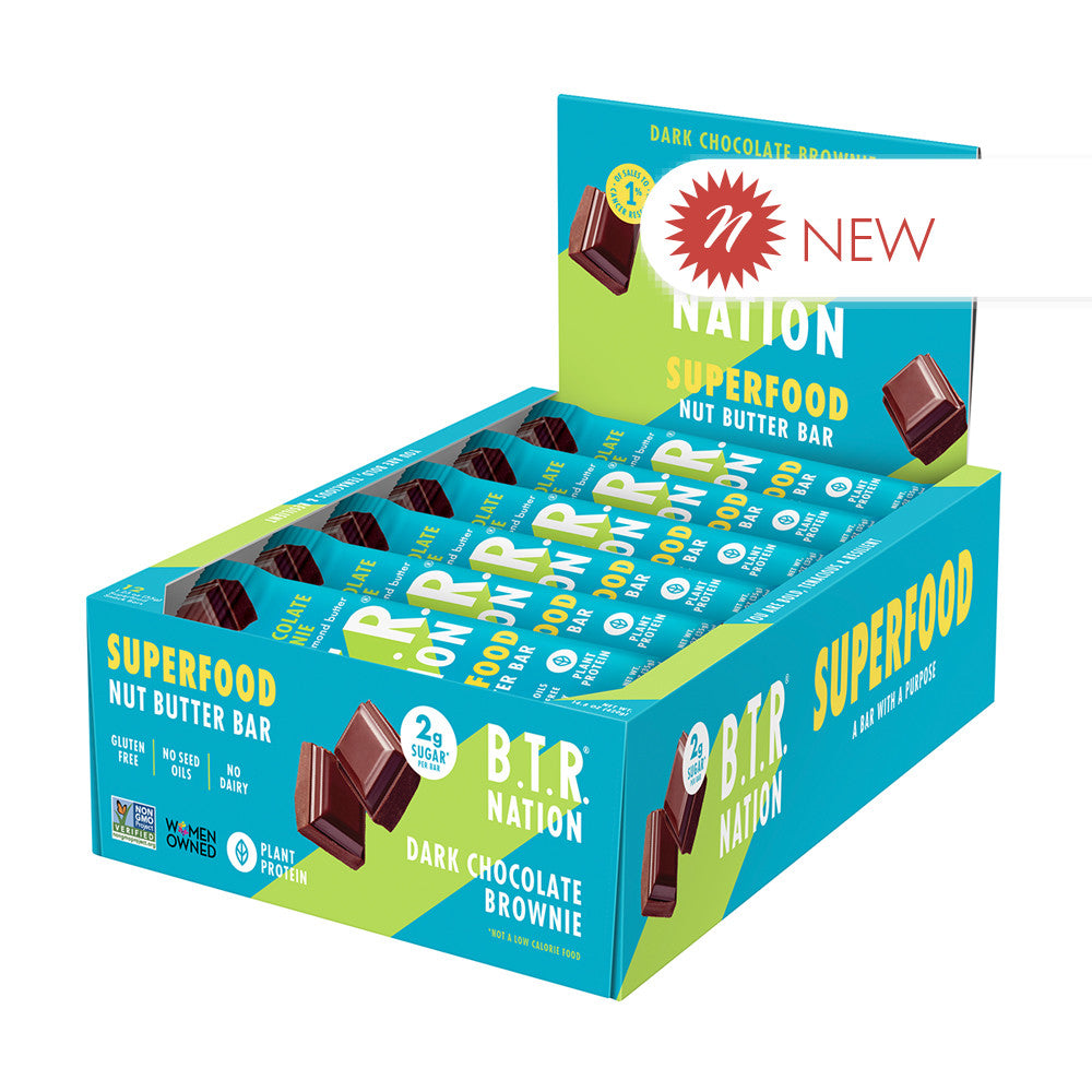 Wholesale B.T.R Nation - Dark Chocolate Brown Nut Bar - 1.23Oz - 12Ct - 6/Cs- Bulk