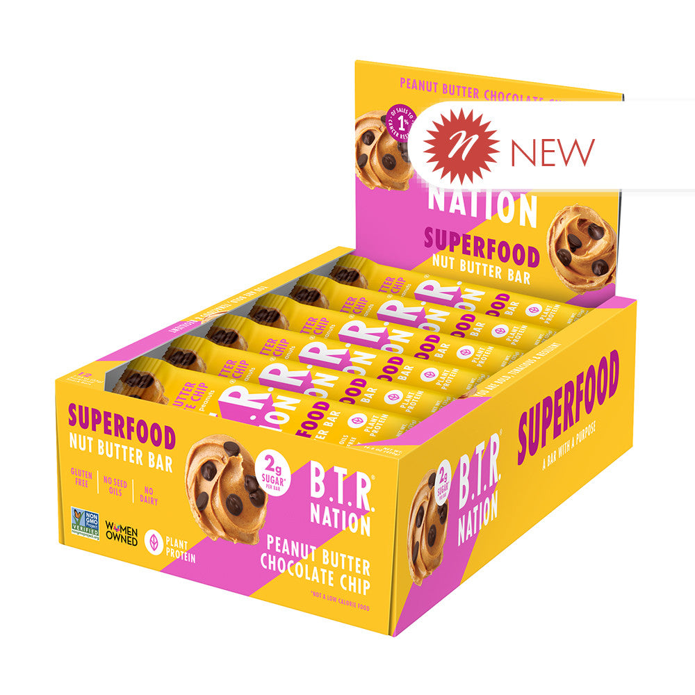 Wholesale B.T.R Nation - Peanut Butter Chocolate Nut Bar - 1.23Oz- Bulk
