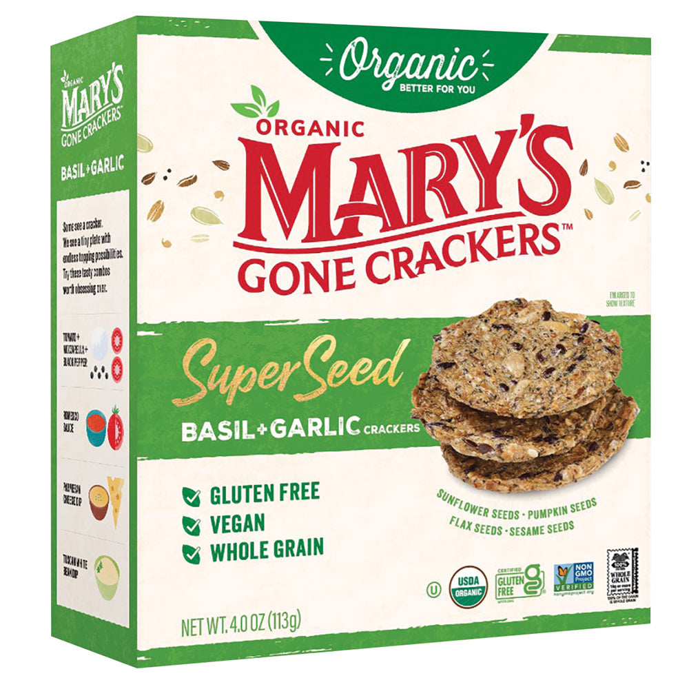 Wholesale Marys Gone Crackers - Super Seed Bas & Garlic - 4Oz- Bulk