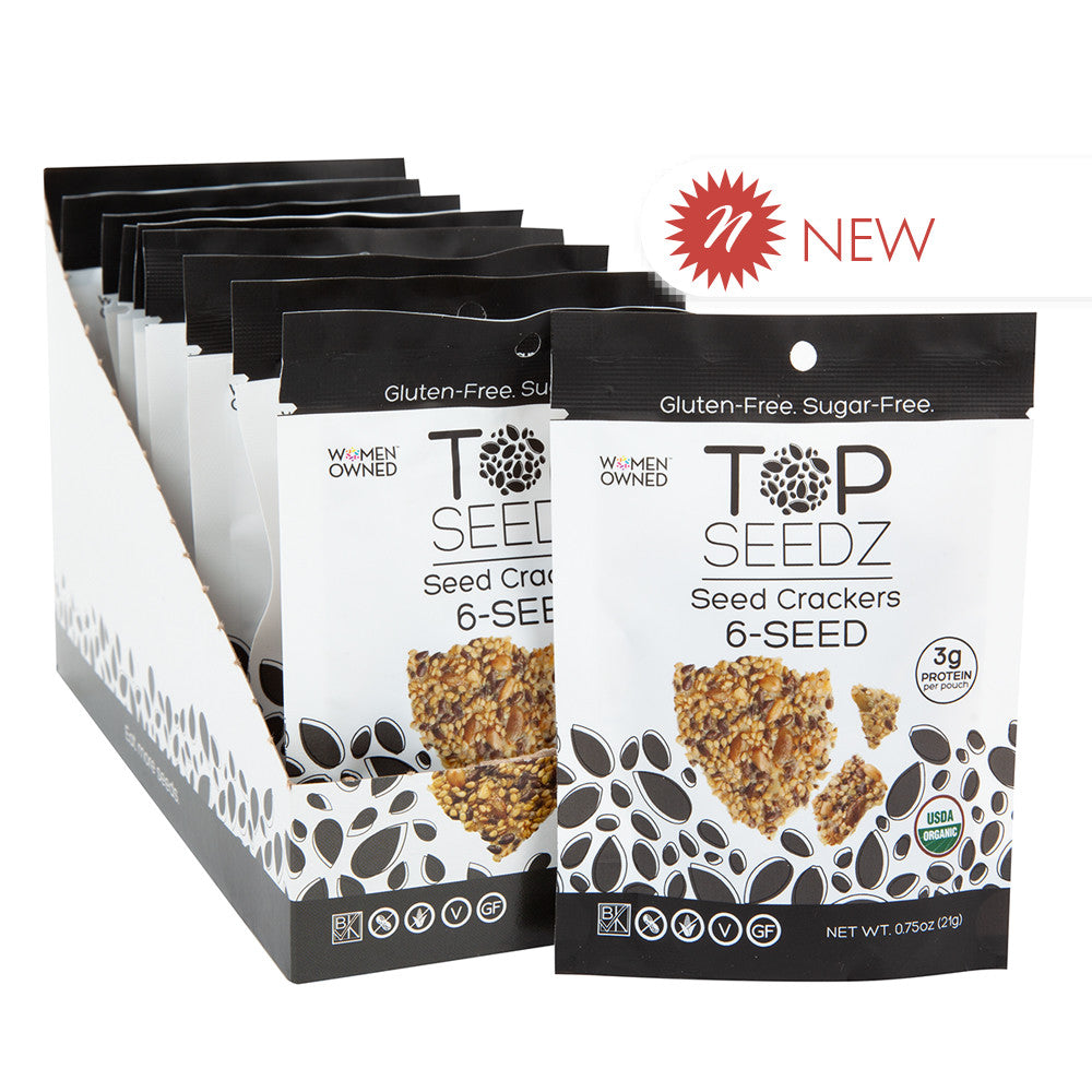 Wholesale Top Seedz - 6 Seed Snack Pcs Crackers - 0.75Oz- Bulk