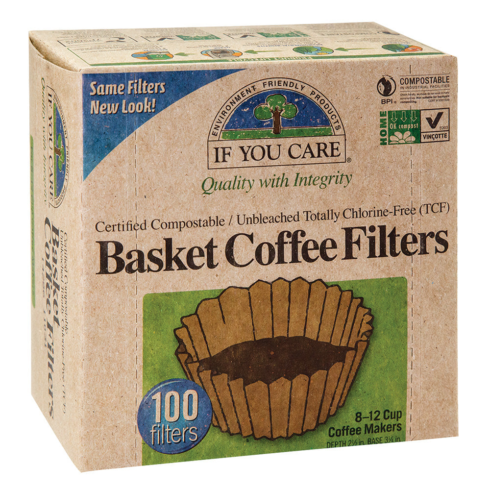 Wholesale If You Care 8 " Unbleached Basket Coffee Filters 100 Ct Box-12ct Case Bulk