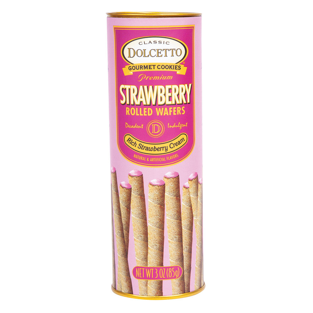 Dolcetto Strawberry Wafer Rolls 3 Oz Canister
