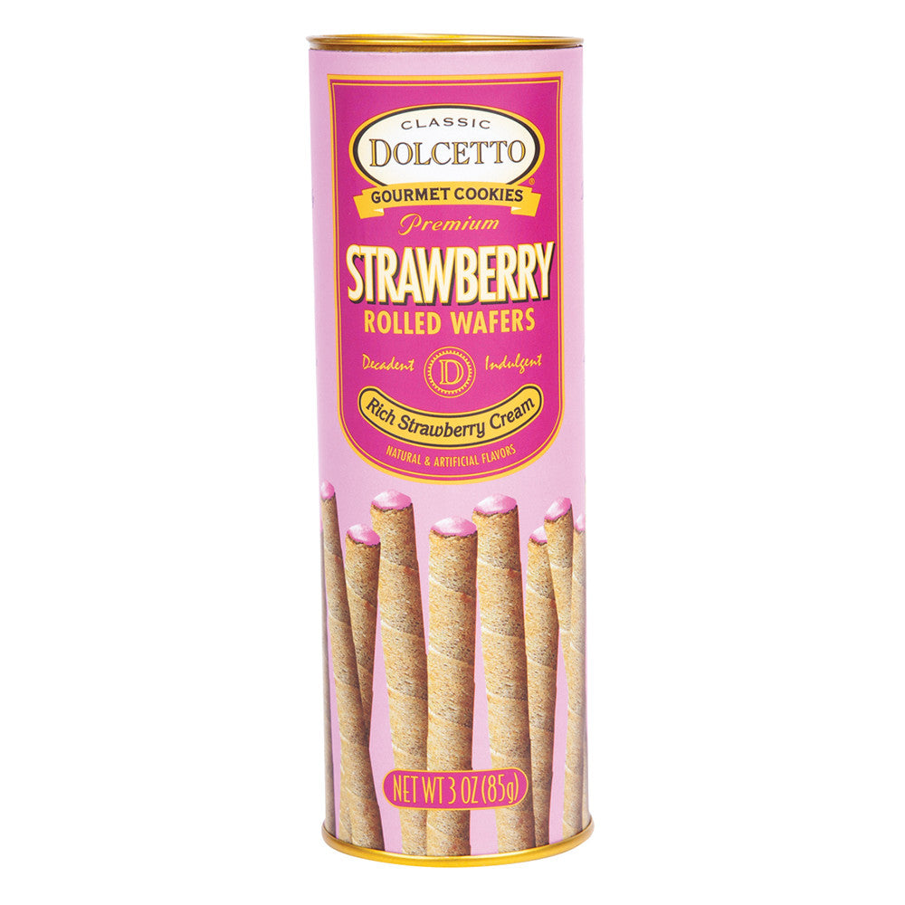 Wholesale Dolcetto Strawberry Wafer Rolls 3 Oz Canister- Bulk
