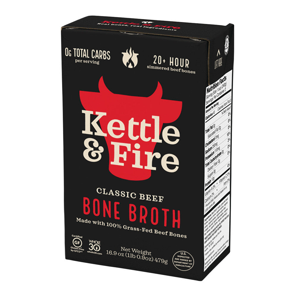 Wholesale Kettle & Fire Grass Fed Beef Bone Broth 16.9 Oz Box-6ct Case Bulk