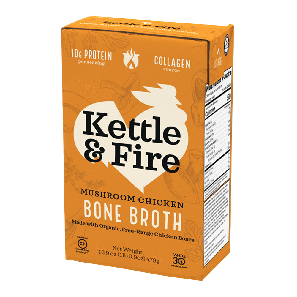 Wholesale Kettle & Fire Mushroom Chicken Bone Broth 16.9 Oz Box- Bulk