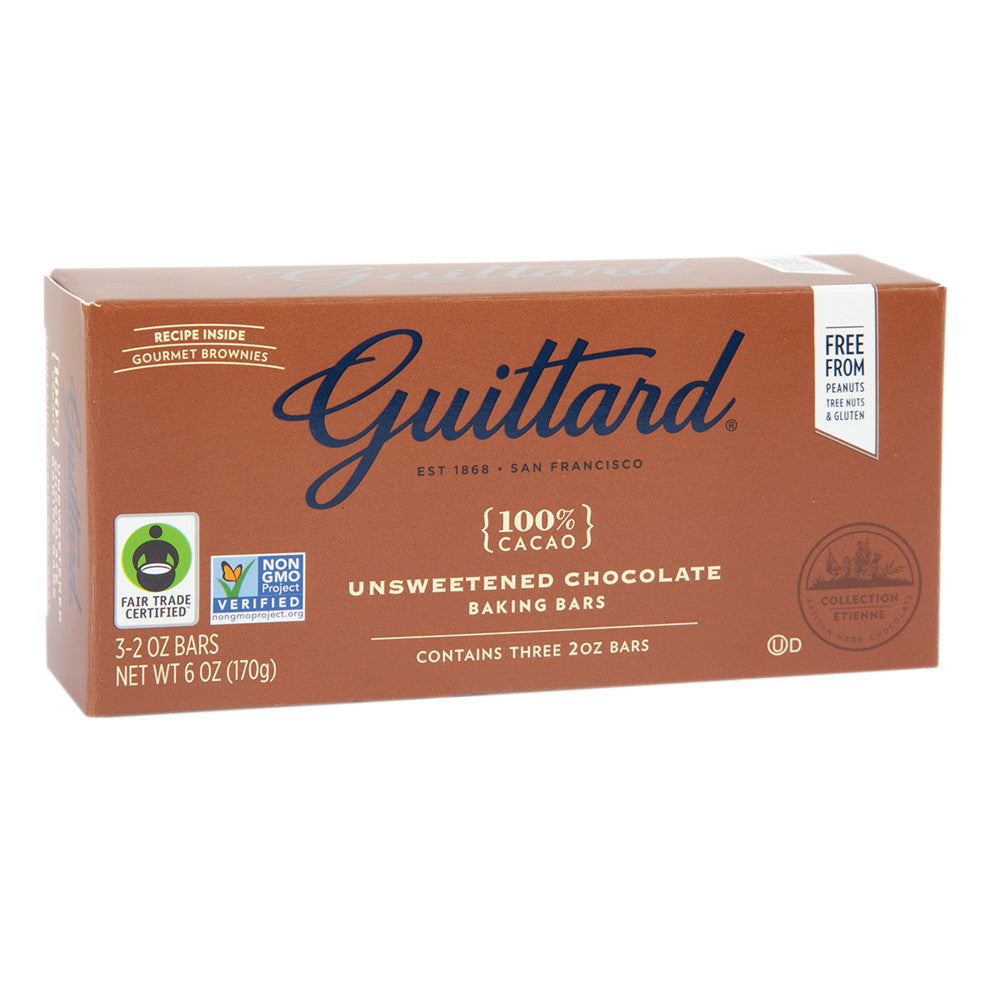 Wholesale Guittard Unsweetened Baking Bar 6 Oz Box-12ct Case Bulk