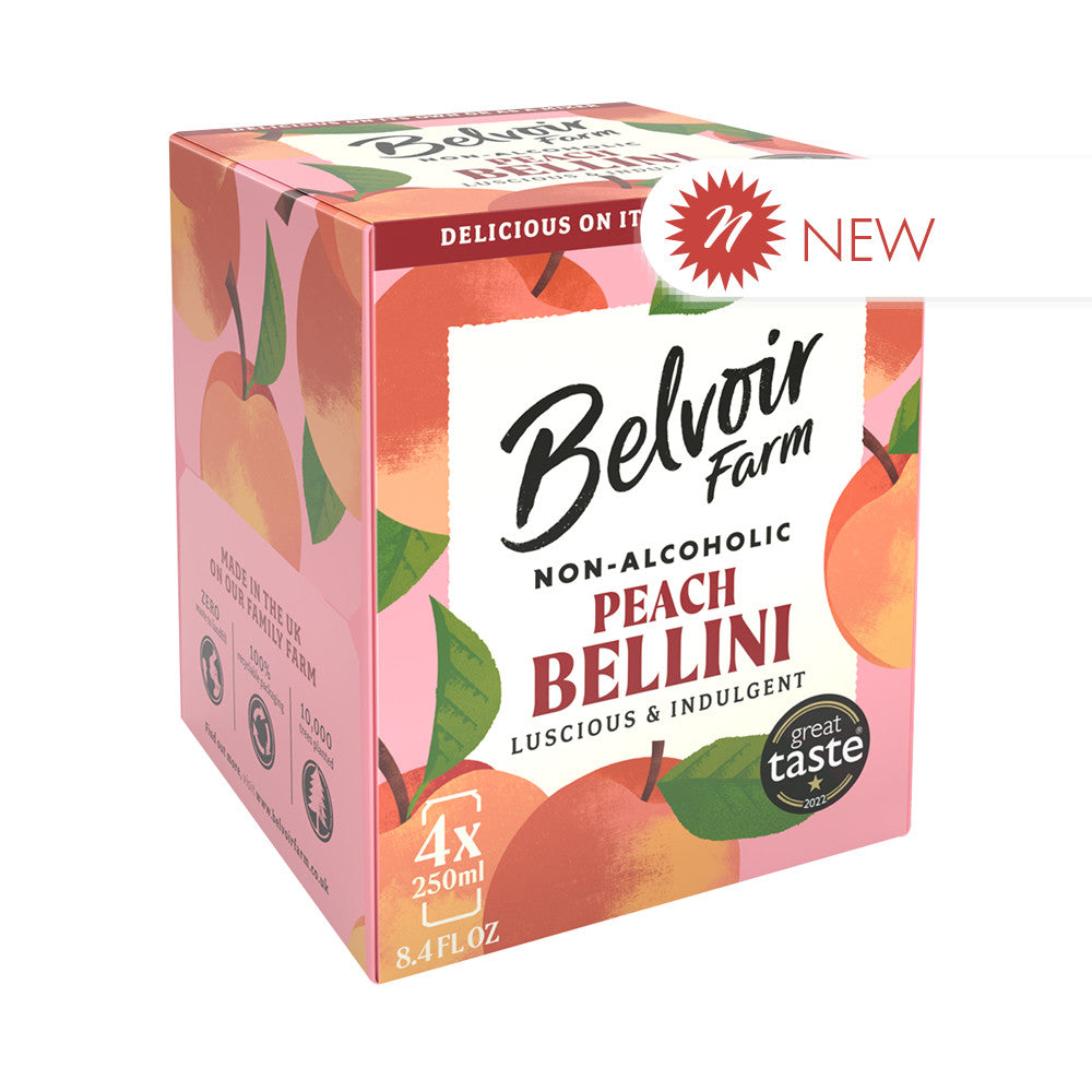 Wholesale Belvoir Farm Peach Bellini Mocktail 8.4 Oz Can 4 Count- Bulk