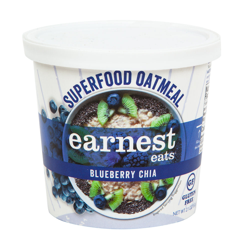 Wholesale Earnest Eats Blueberry Chia Cinnamon Superfood Oatmeal 2.1 Oz Cup-12ct Case Bulk