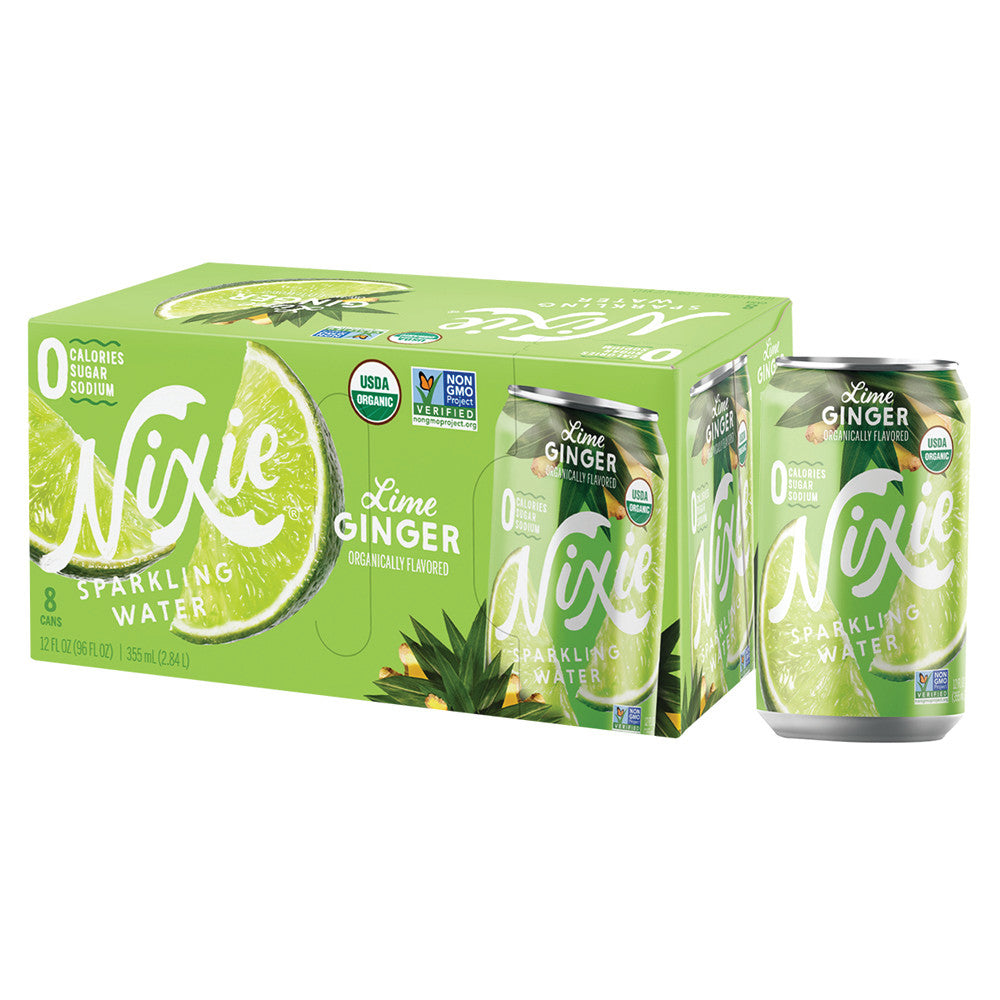 Nixie Organic Sparkling Lime Ginger Water 3 Pack 12 Oz Can