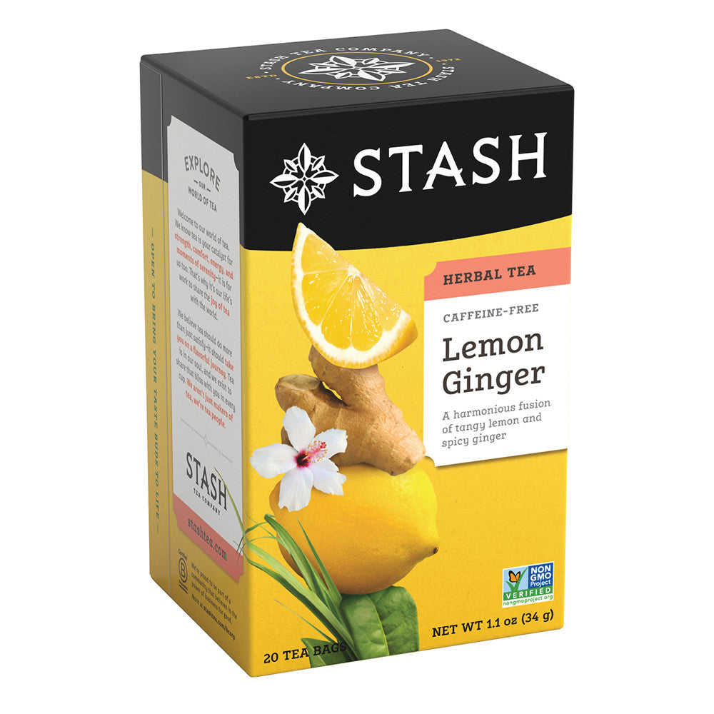 Wholesale Stash Decaf Lemon Ginger Herbal Tea 20 Ct Box- Bulk