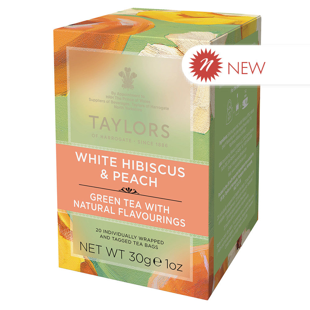 Wholesale Taylors Of Harrogate - White Hibiscus&Peach - 20Ct- Bulk