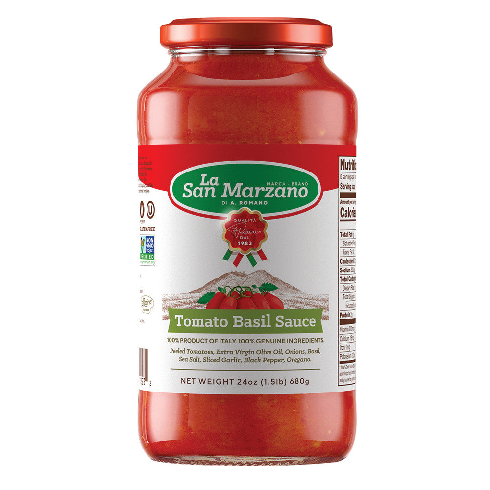 Wholesale La San Marzano Tomato Basil Sauce 24 Oz Jar-6ct Case Bulk