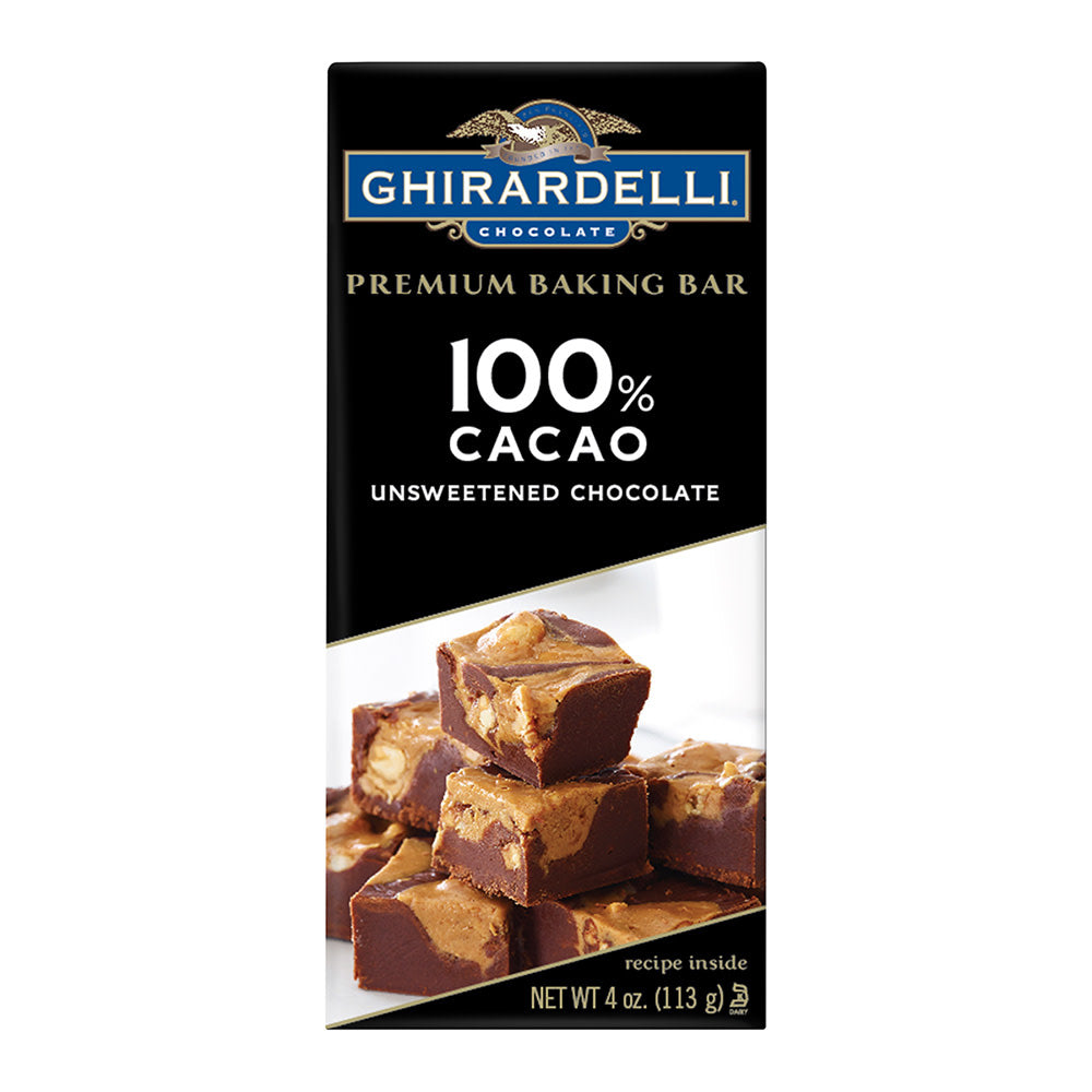 Wholesale Ghirardelli 100% Cacao Unsweetened Baking 4 Oz Bar-12ct Case Bulk