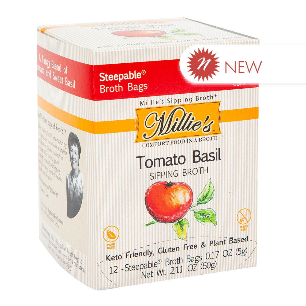 Wholesale Millie'S Sipping Broth Tomato Basil 12 Ct Box- Bulk