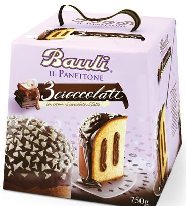 Wholesale Bauli 3 Chocolate Panettone Cake 26.4 OZ-16ct Case Bulk