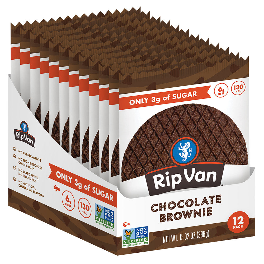 Wholesale Rip Van Wafels Low Sugar Chocolate Brownie 1.16 Oz- Bulk