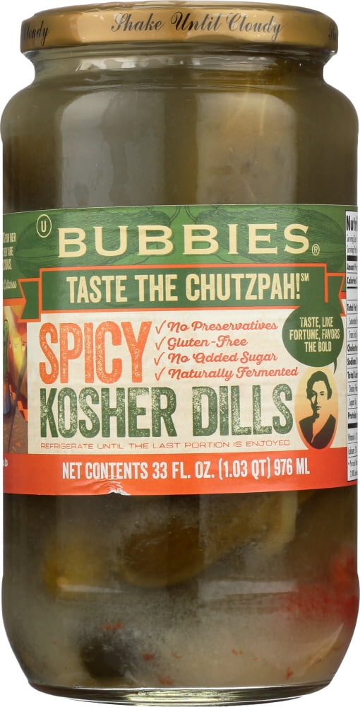 Bubbies Pickle Kosher Dill Spicy 33 oz Jar