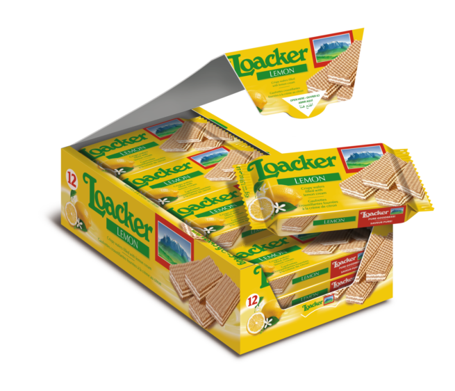 Wholesale Loacker Lemon Snack Display Wafers 1.59 OZ-12ct Case Bulk