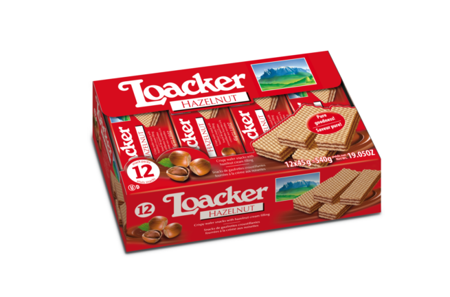 Wholesale Loacker Hazelnut Snack Display Wafers 1.59 OZ-12ct Case Bulk