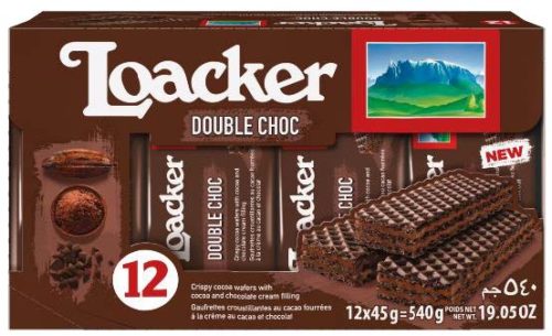 Wholesale Loacker Double Chocolate Wafer Display 1.59 OZ-12ct Case Bulk