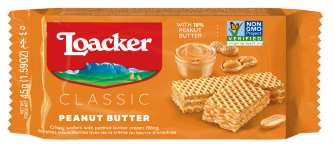 Wholesale Loacker Peanut Butter Wafers Display 1.59 OZ-12ct Case Bulk