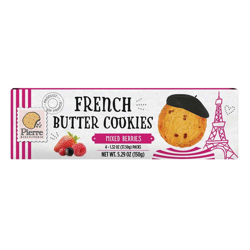 Wholesale Pierre French Butter Cookies With Mixed Berries 5.29 Oz Box-10ct Case Bulk