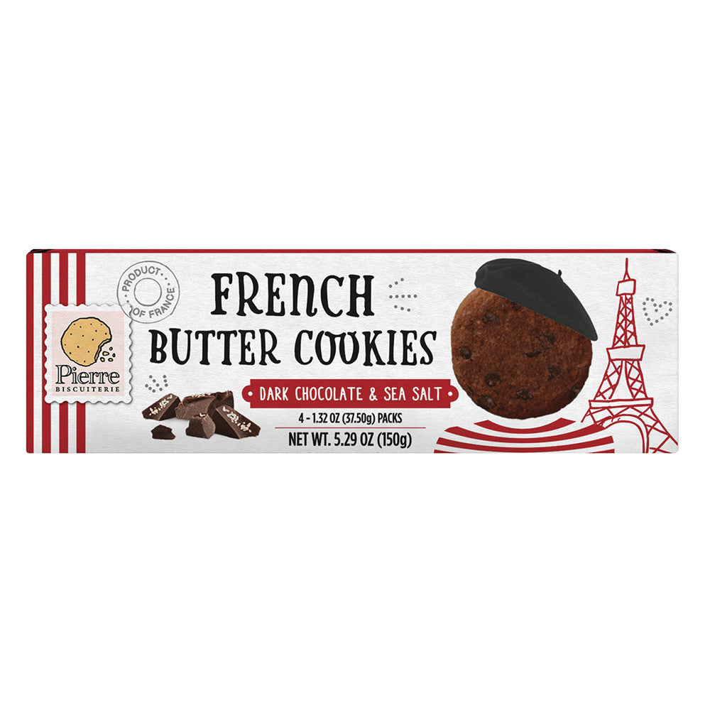 Wholesale Pierre French Butter Cookies With Dark Chocolate And Sea Salt 5.29 Oz-10ct Case Bulk