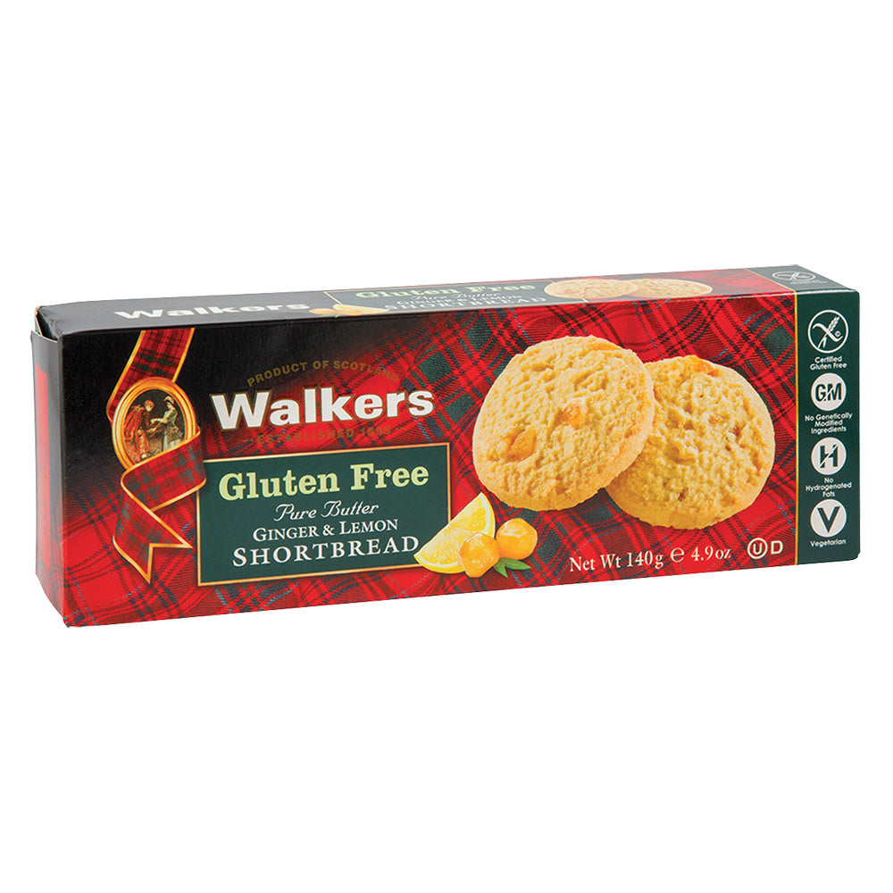 Wholesale Walkers Gluten Free Ginger Lemon Shortbread Cookies 4.9 Oz Box-6ct Case Bulk