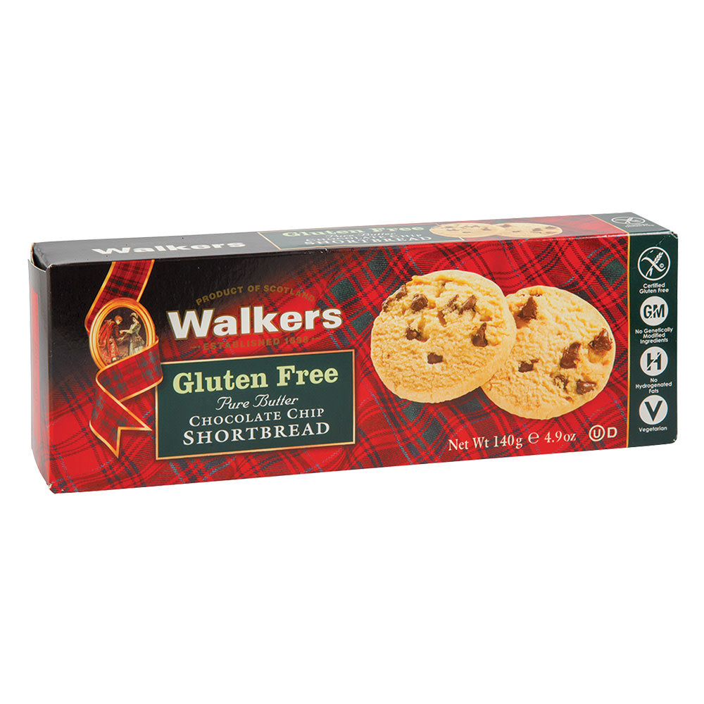 Wholesale Walkers Gluten Free Chocolate Chip Shortbread Cookies 4.9 Oz Box-6ct Case Bulk