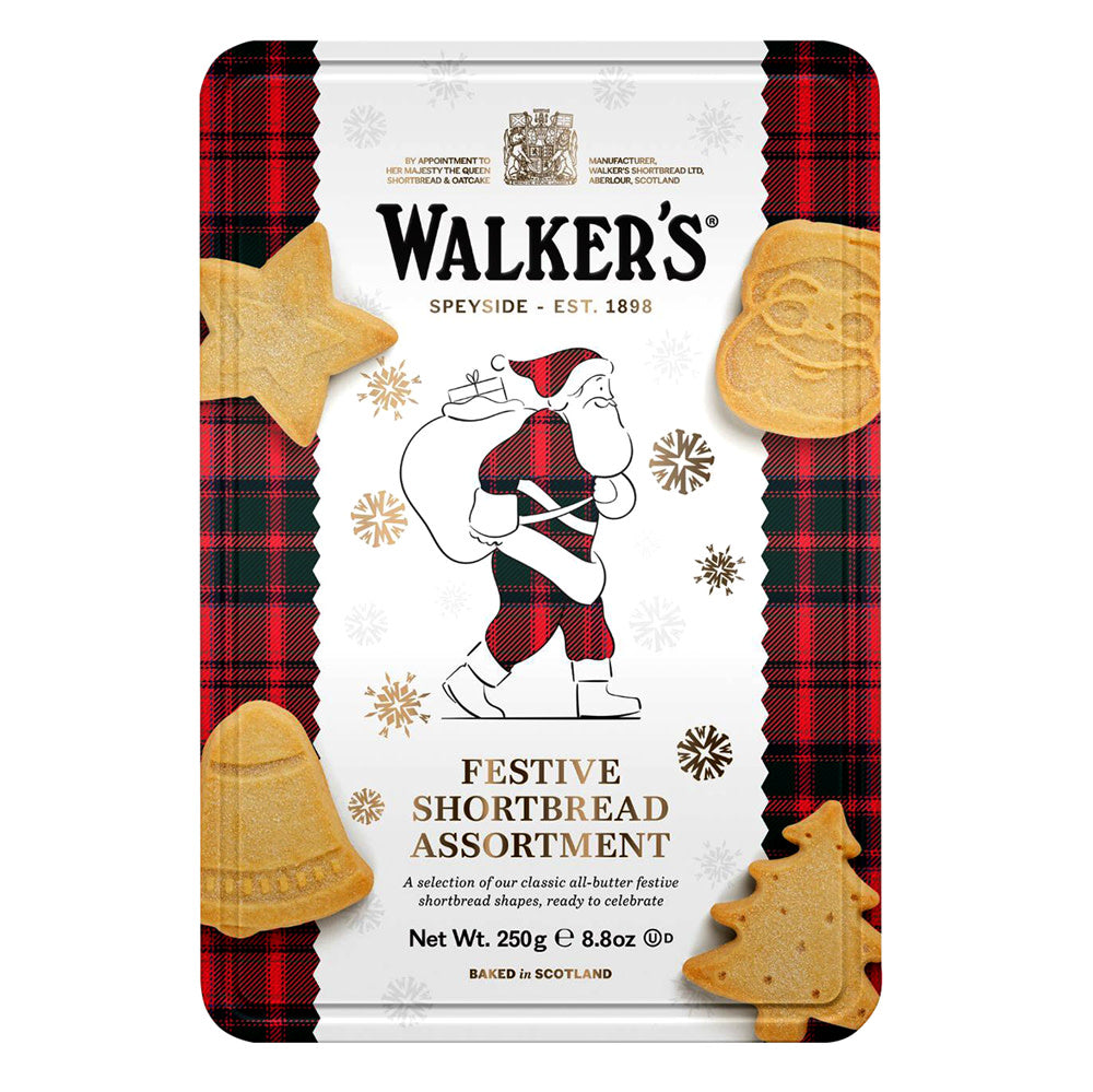 Wholesale Walker’S Santa Festive Shortbread Assortment Cookies 8.8 Oz Tin-6ct Case Bulk