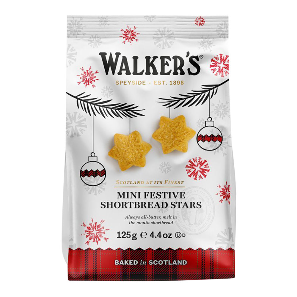 Wholesale Walker’S Mini Festive Shortbread Stars 4.4 Oz Bag-12ct Case Bulk