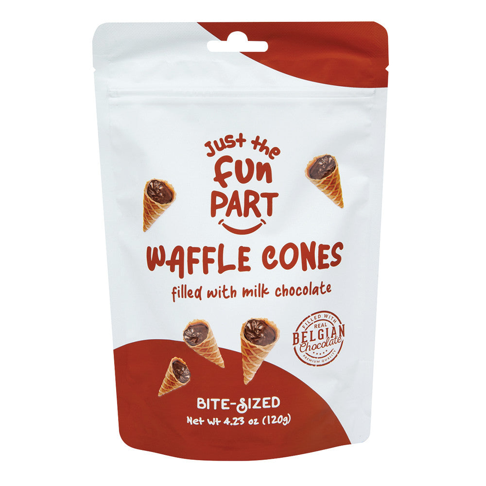 Wholesale Just The Fun Part Milk Chocolate Mini Waffle Cones 4.23 Oz Peg Bag-6ct Case Bulk