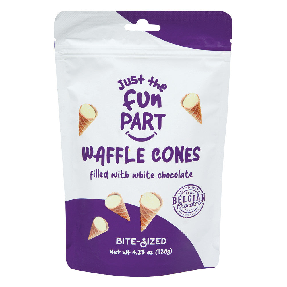 Wholesale Just The Fun Part White Chocolate Mini Waffle Cones 4.23 Oz Peg Bag-6ct Case Bulk