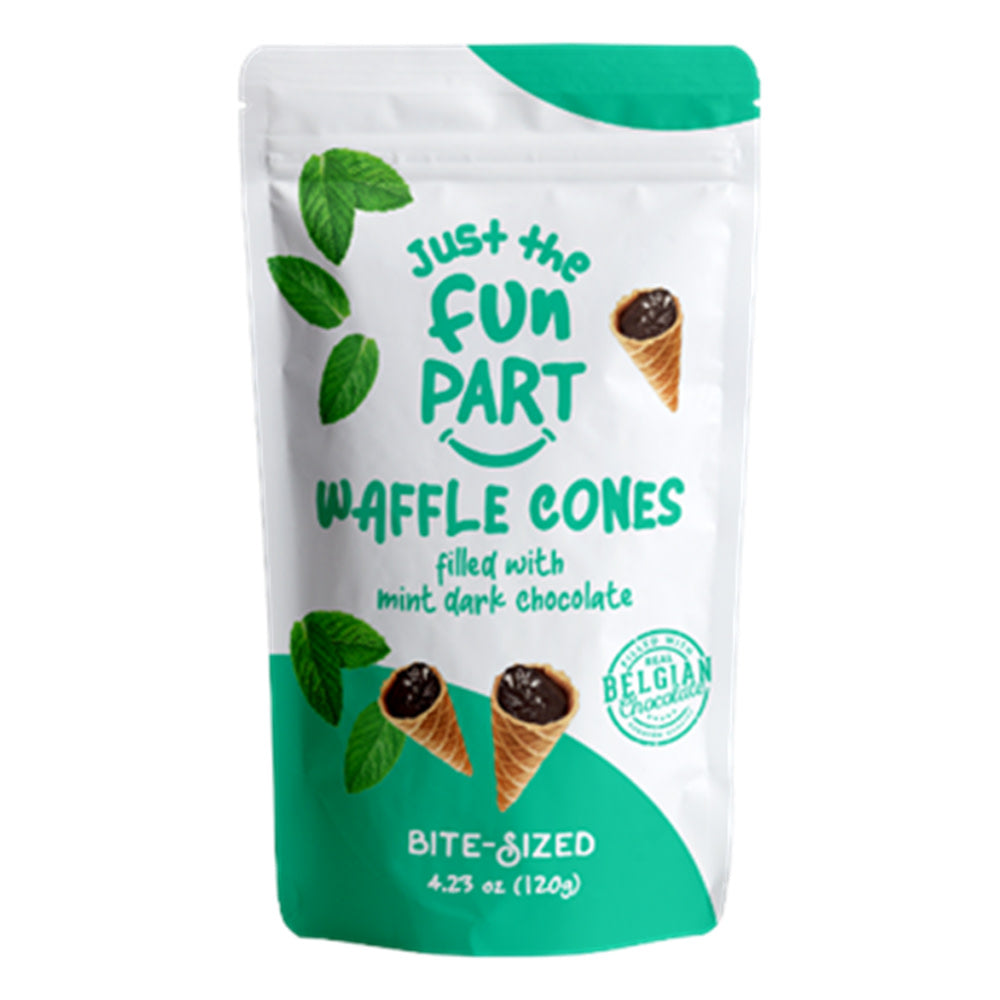 Wholesale Just The Fun Part Mint Dark Chocolate Waffle Cones 4.23 Oz Bag-6ct Case Bulk