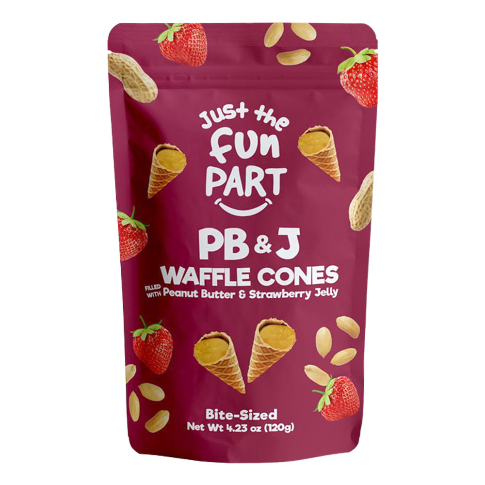 Wholesale Just The Fun Part Peanut Butter And Strawberry Jelly Waffle Cones 4.23 Oz Bag- Bulk