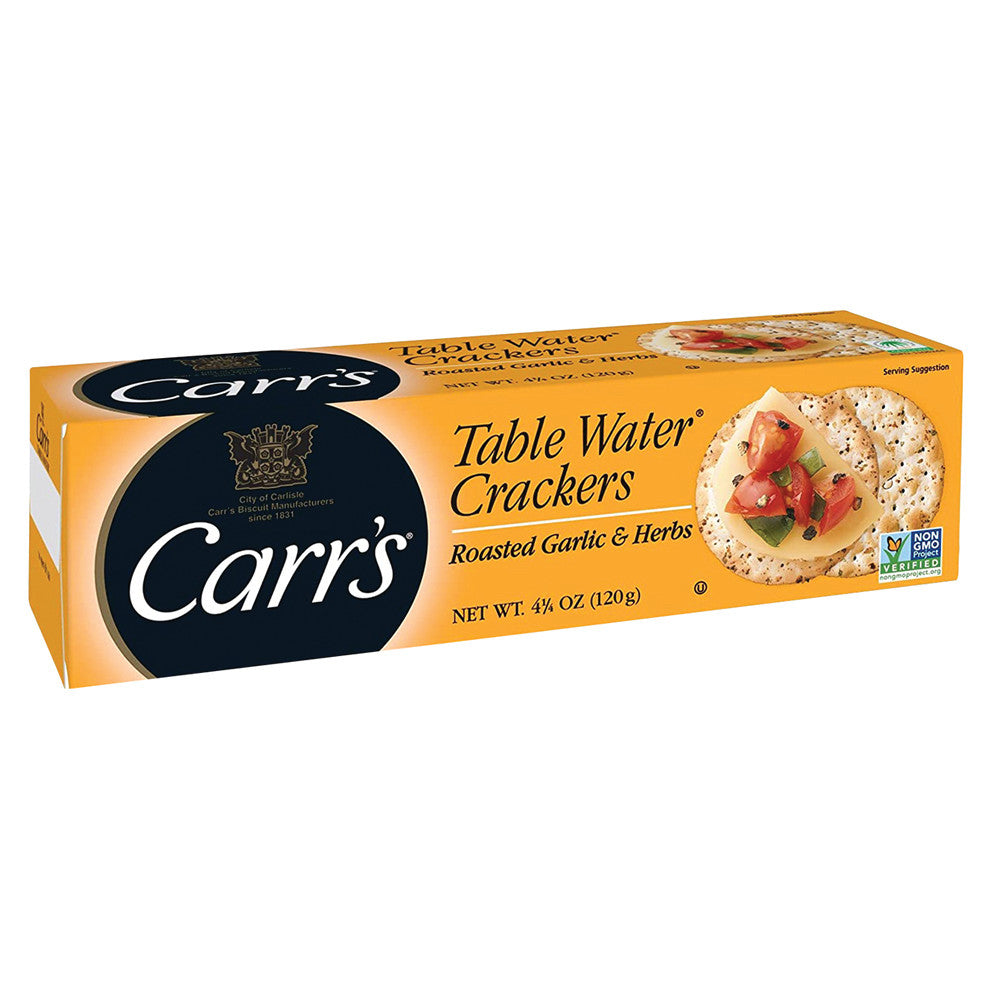 Carr'S Roasted Garlic & Herbs Table Water Crackers 4.25 Oz Box