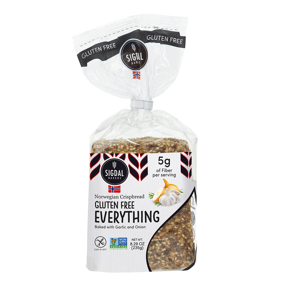 Wholesale Sigdal Gluten Free Everything Crispbread 8.29 Oz Pouch-12ct Case Bulk