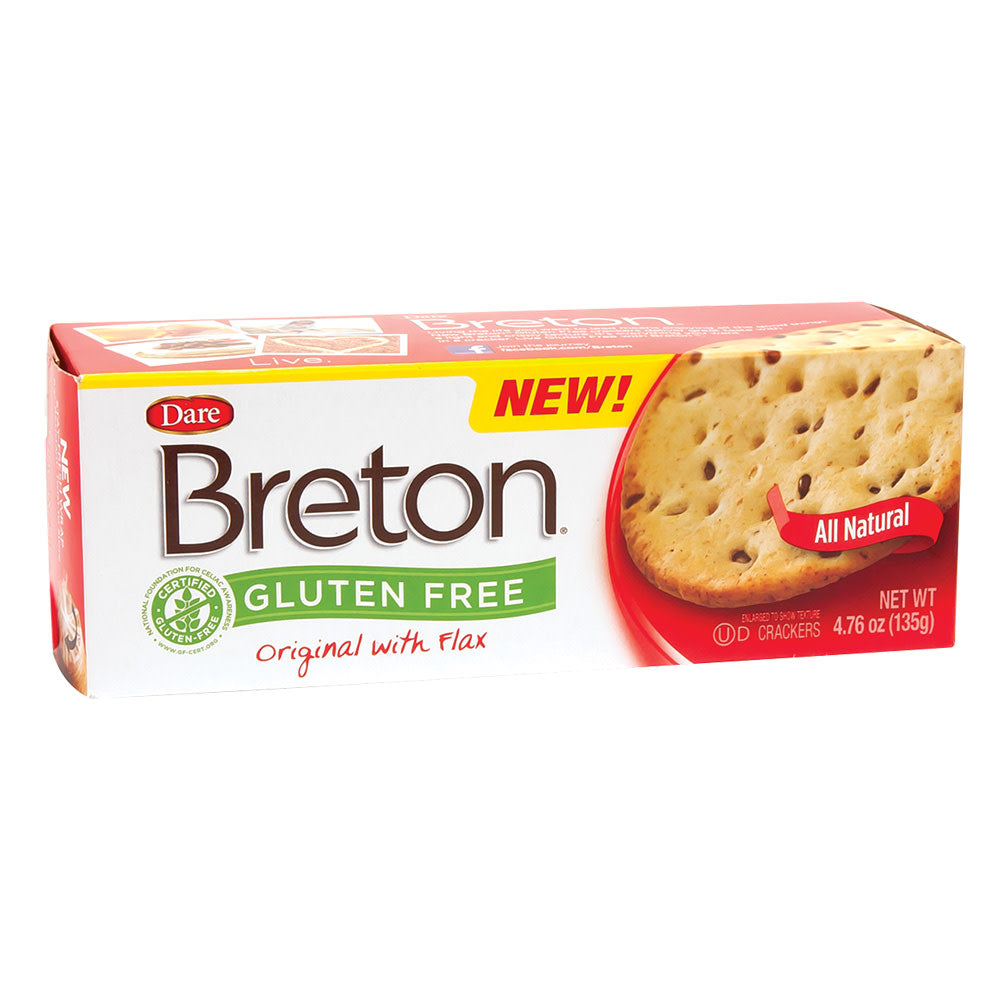 Wholesale Dare Breton Gluten Free Original Crackers With Flax Seeds 4.76 Oz Box-6ct Case Bulk