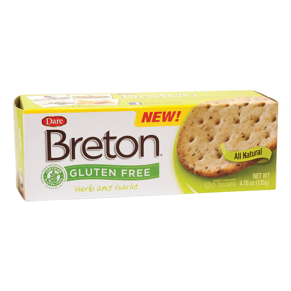 Wholesale Dare Breton Gluten Free Herb & Garlic Crackers 4.76 Oz Box-6ct Case Bulk