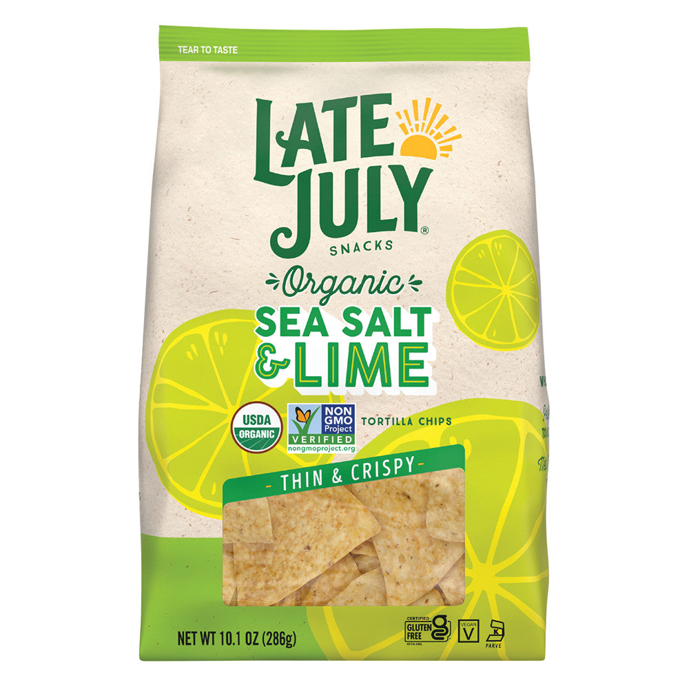 Wholesale Late July Restaurant Style Sea Salt & Lime Tortilla Chips 10.1 Oz Pouch-9ct Case Bulk