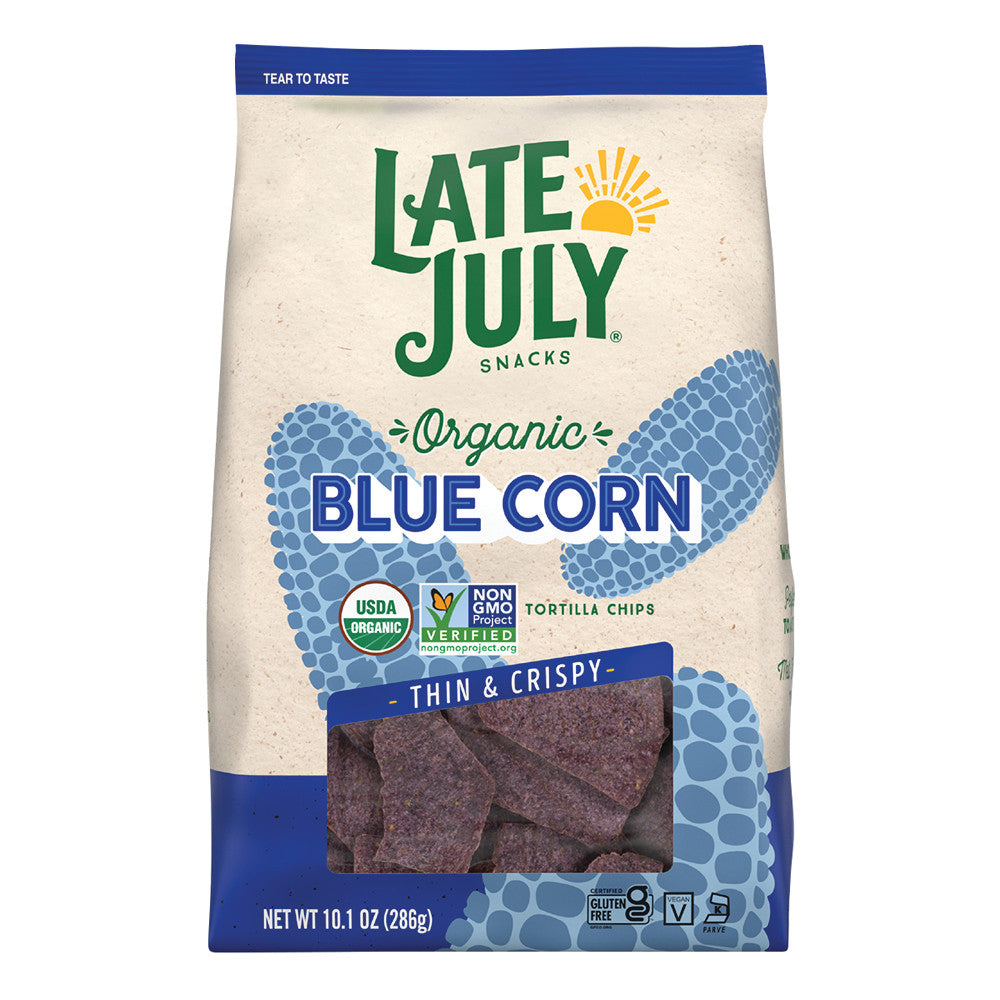 Wholesale Late July Restaurant Style Blue Corn Tortilla Chips 10.1 Oz Pouch- Bulk