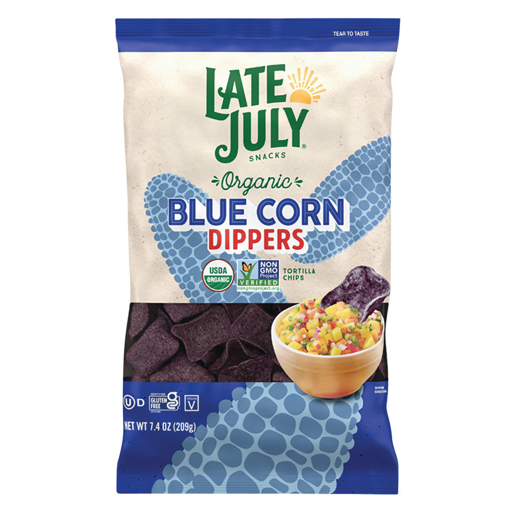 Wholesale Late July Dippers Blue Corn Tortillas 7.4 Oz Bag- Bulk