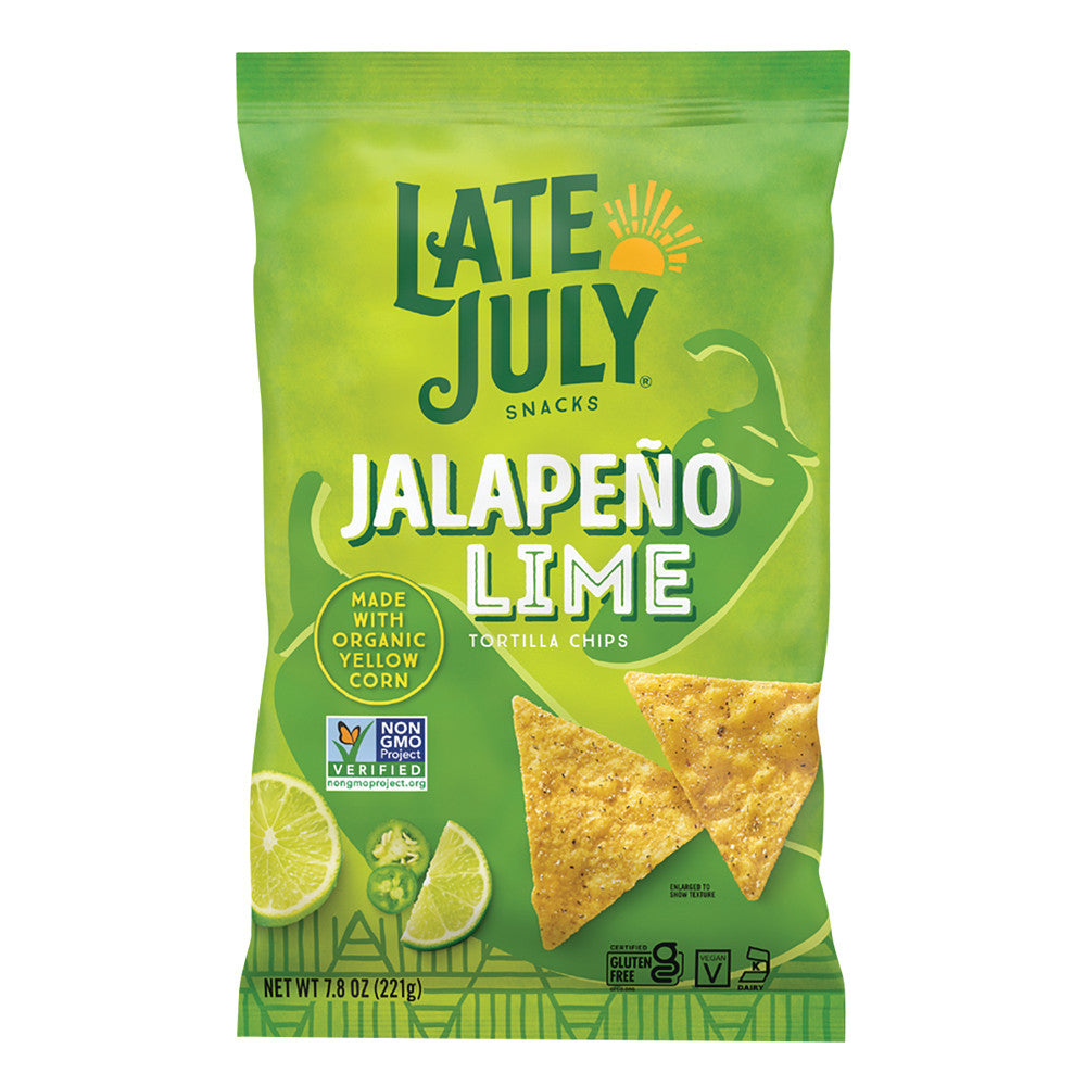 Wholesale Late July Jalapeno & Lime Tortilla Chips 7.8 Oz Bag-12ct Case Bulk