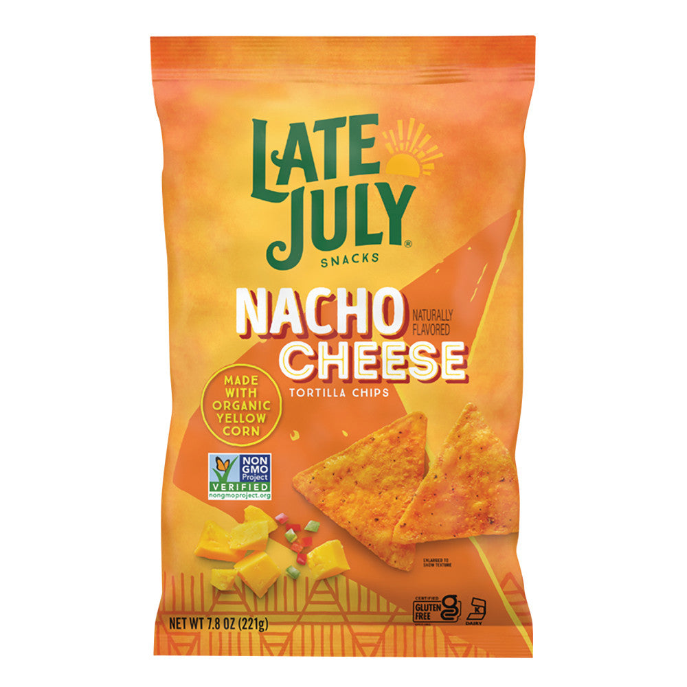 Wholesale Late July Nacho Cheese Tortilla Chips 7.8 Oz Bag-12ct Case Bulk