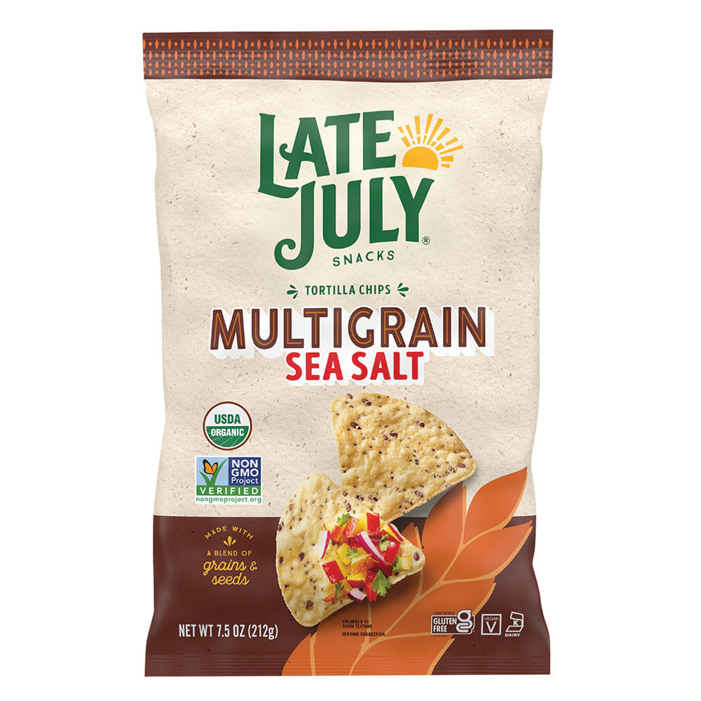 Wholesale Late July Multigrain Sea Salt Tortilla Chips 7.5 Oz Bag-12ct Case Bulk